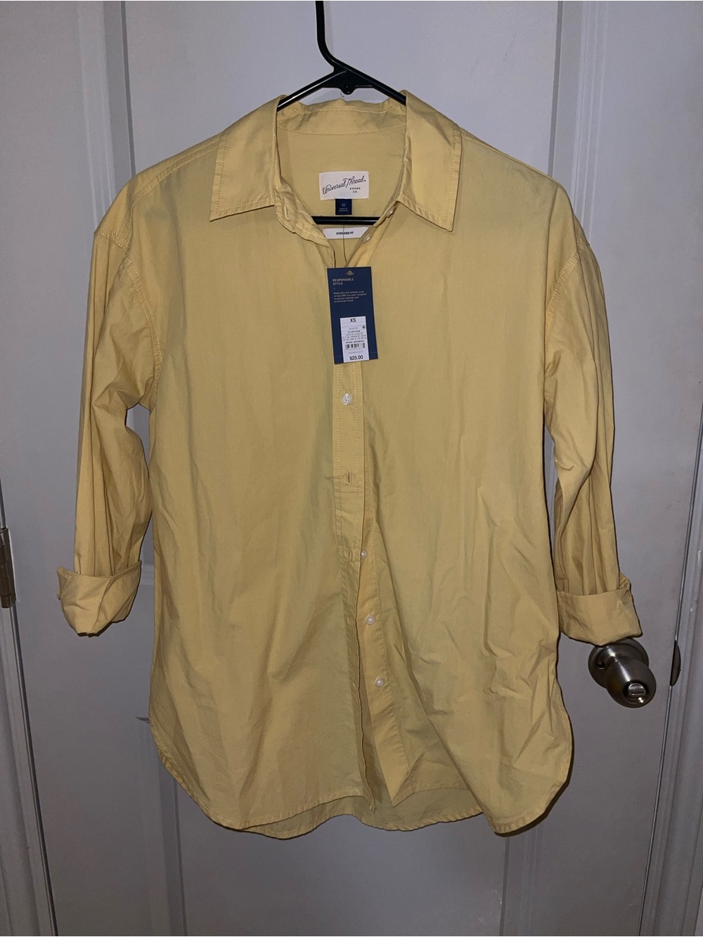 Button-Down Long Sleeve Shirt - Yellow by Universal Thread Size XS